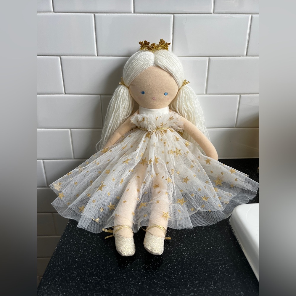 Alimrose Ballerina Doll White & Gold Star Tulle